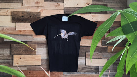 BARN OWL VS HAWK T-SHIRT 100% COTTON WILDLIFE NATURE BLACK COLOR