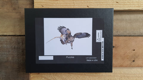 BARN OWL VS HAWK PUZZLE PIECES: 252 Crystal White Card Stock with Gloss Finish